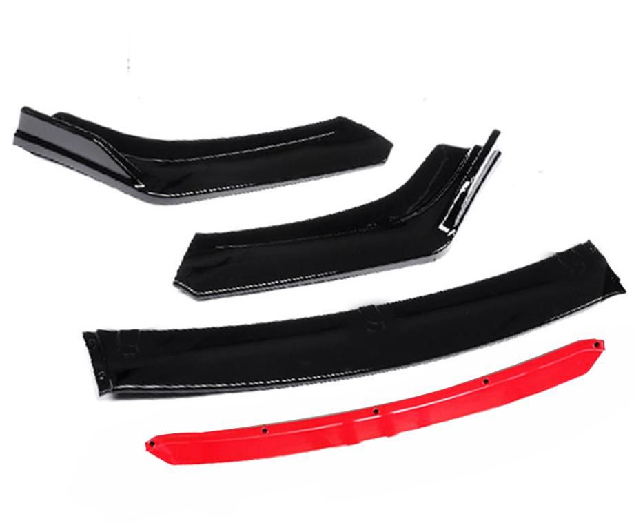 Universal Gloss Black 4-Piece Front Spoiler With Red Lip