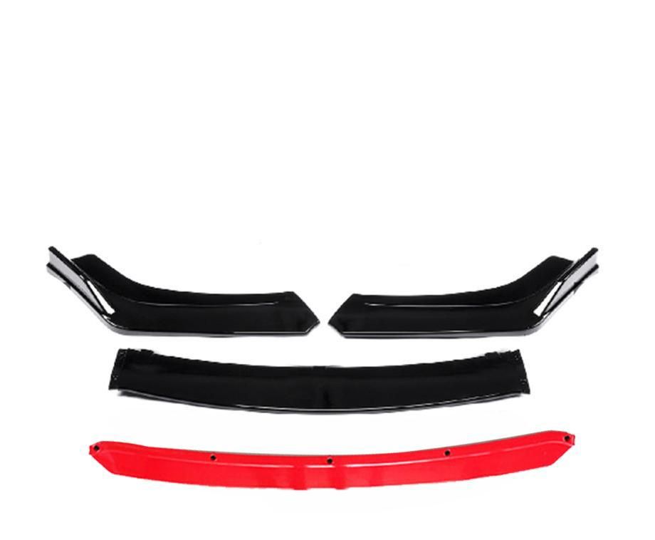 Universal Gloss Black 4-Piece Front Spoiler With Red Lip